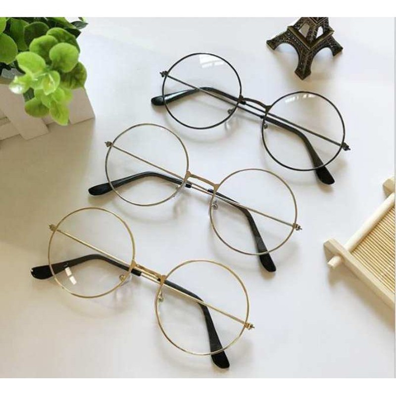 Kính mát nam nữ kính thời trang giả cận mặt tròn chống ánh sáng xanh siêu hot - NÔ TRÒN