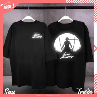 [ Hàng Loại 1] Áo Thun Tay Lửng Đen Phản Quang Zoro hoạt hình One Piece Cực HOT