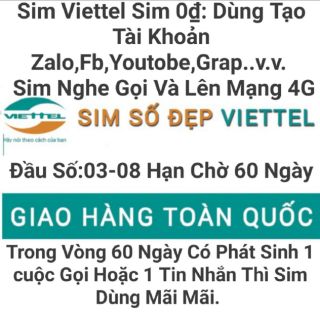 Sim Viettel Giá Rẻ Gọi Nội Mạng Miễn Phí và Internet Miễn Phí.Được Tham Gia Tất Cả Chương Trình Khuyễn Mãi Của Viettel..