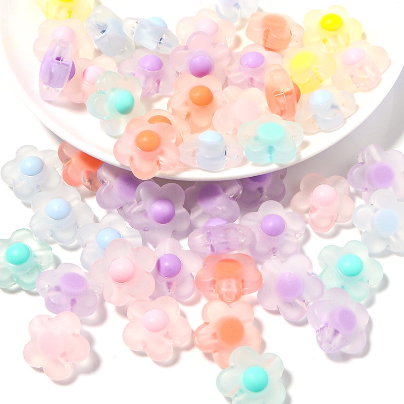Túi 20 Hạt Nhựa Hình Bông Hoa Trong Suốt Nhiều Màu Sắc Dùng Làm Trang Sức DIY