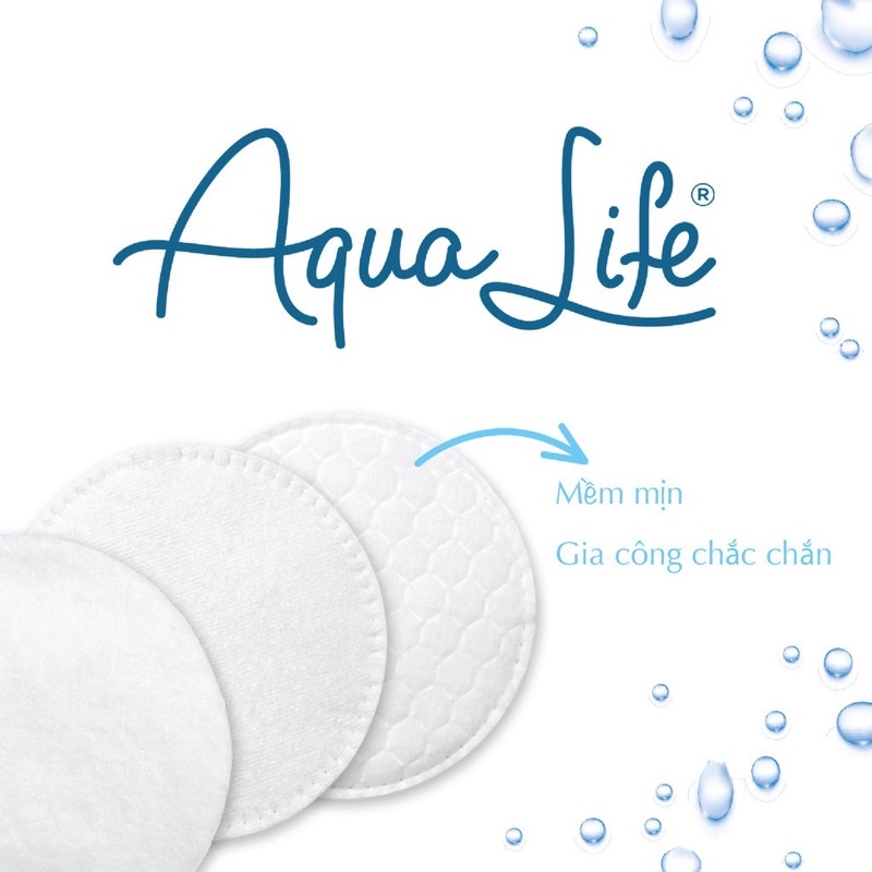 Bông tẩy trang may viền dập nổi Aqua Life – Cotoneve Chính Hãng bịch 70 miếng
