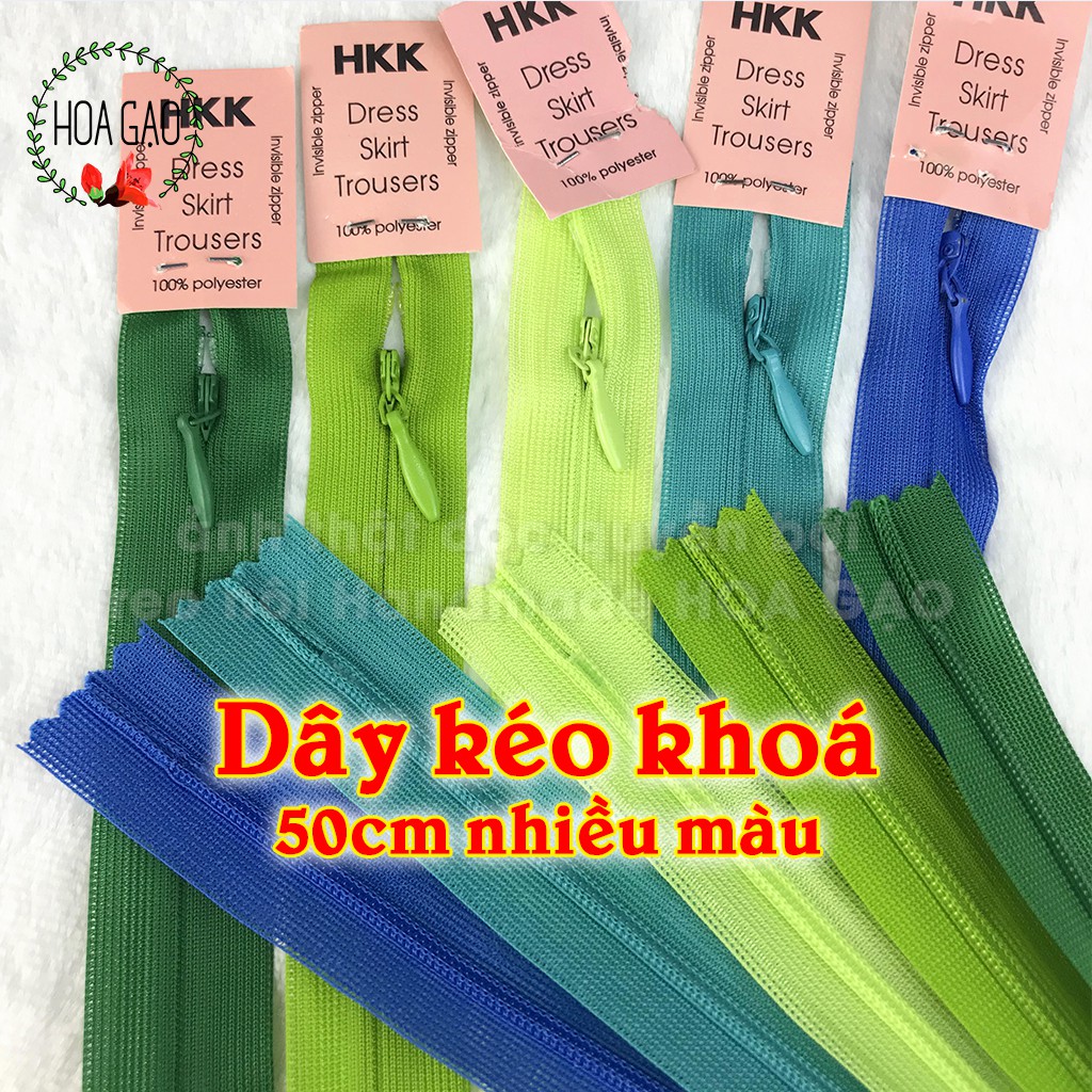 Dây kéo khoá nhựa HKK 18cm 50cm GDK dây khoá kéo êm mướt may gối, sách vải handmade nguyên liệu miễn phí vận chuyển