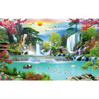 Tranh 3D dán phòng khách phong cảnh KT 120x80cm