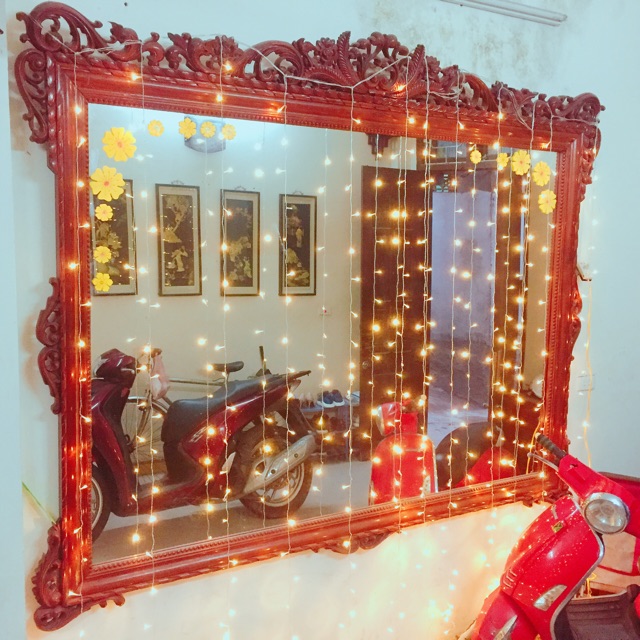 Đèn nháy rèm led 3x3m thả 12 dây nhiều mầu trang trí backdrop nhà cửa
