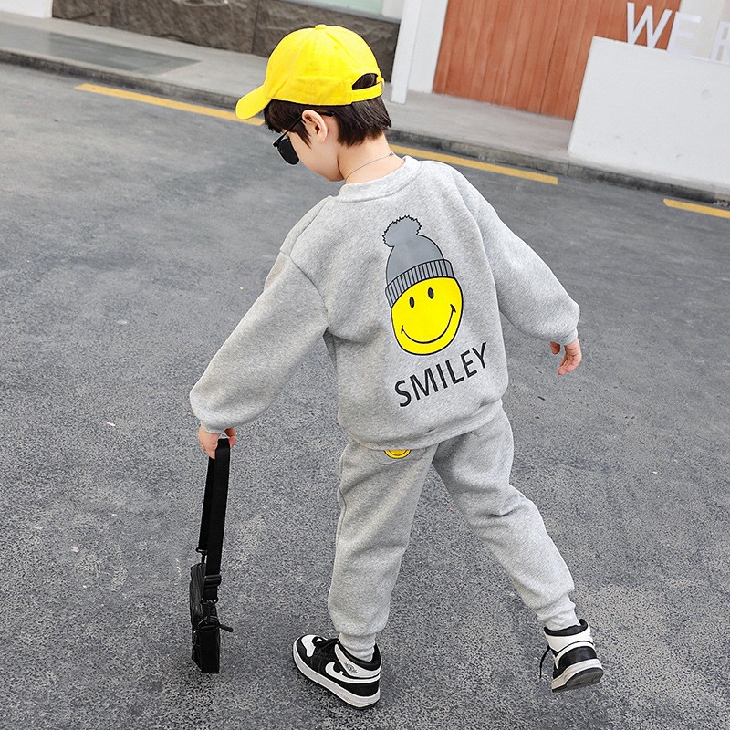 Set bộ quần áo thu đông trẻ em 14-45kg  dành cho bé gái mẫu SMILEY. Hàng may kỹ, chất vải đẹp.MA87