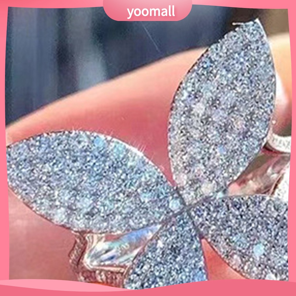 Yomall♡ Nhẫn Hở Hình Bướm Đính Đá Sang Trọng Cho Nữ