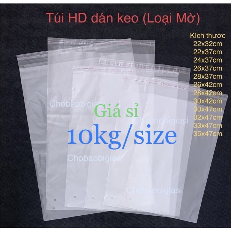 {Giá sỉ 10kg/size} Túi mờ dán keo (loại mờ) chuyên đựng quần áo, chất túi sang trọng (sp y hình)