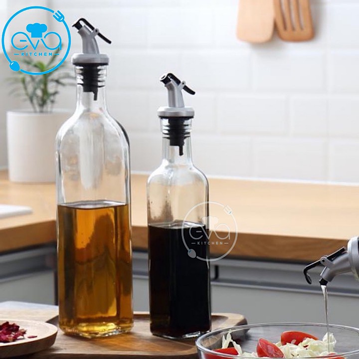 Combo 2 Chai Thuỷ Tinh Vuông Rót Gia Vị Rót Dầu OiL Can 500 ml Và 1000 Ml