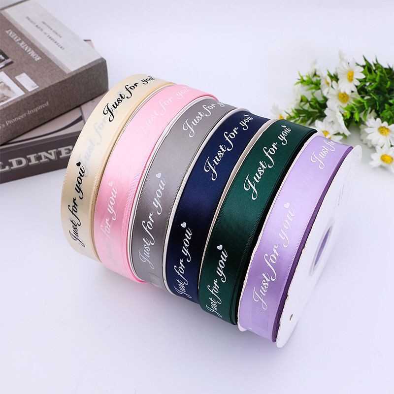 Cuộn dây ruy băng in chữ Just For You tự nhiên 2.5cm 10m dành cho thắt nơ trang trí quà tặng DIY