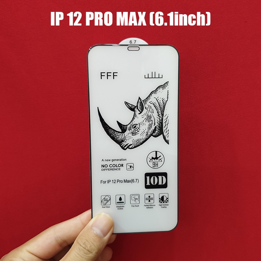 Kính cường lực tê giác 10D phủ màn hình Iphone 12 Pro Max - 12/12 Pro - 12 Mini