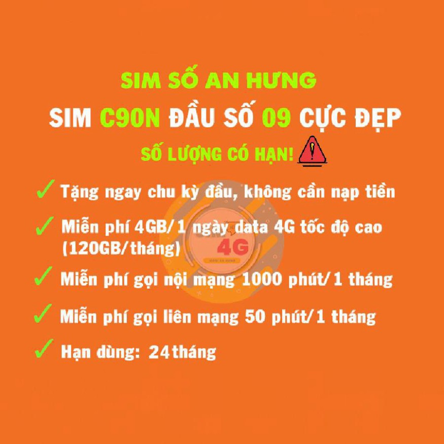 Sim 4G mobifone C90N, tặng 4GB data 1 ngày, gọi free nội mạng, 50 phút liên mạng (Tháng đầu không cần nạp tiền)