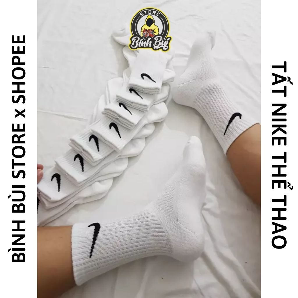 Tất Nike Cổ Cao Nữ Nam Vớ Cao Cấp Hàn Quốc Freesize BÌNHBÙI STORE