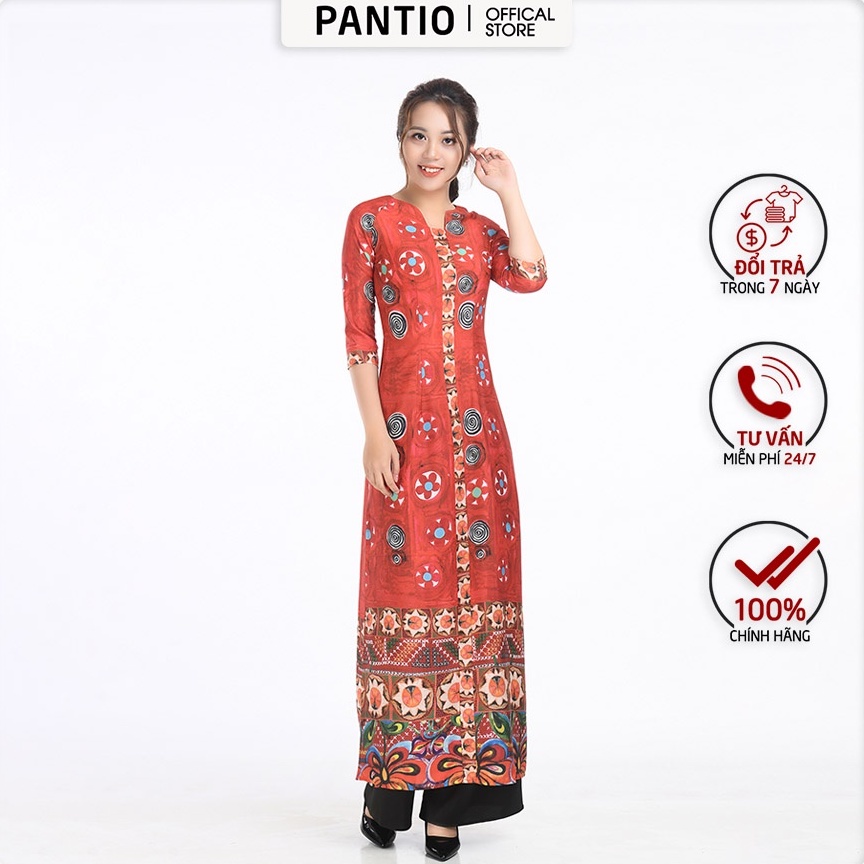Áo dài chất liệu lụa cát họa tiết nổi bật dáng ôm BDA10038- PANTIO
