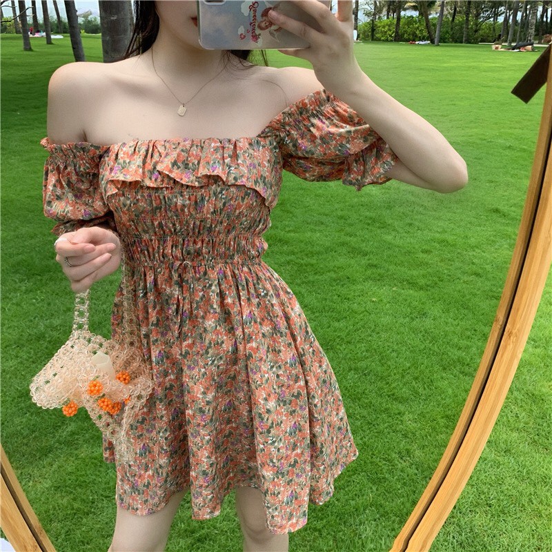 Váy bánh bèo nữ trễ vai,mẫu đầm bánh bèo nữ mặc được 2 kiểu thành váy trễ vai hoặc váy cổ vuông | BigBuy360 - bigbuy360.vn