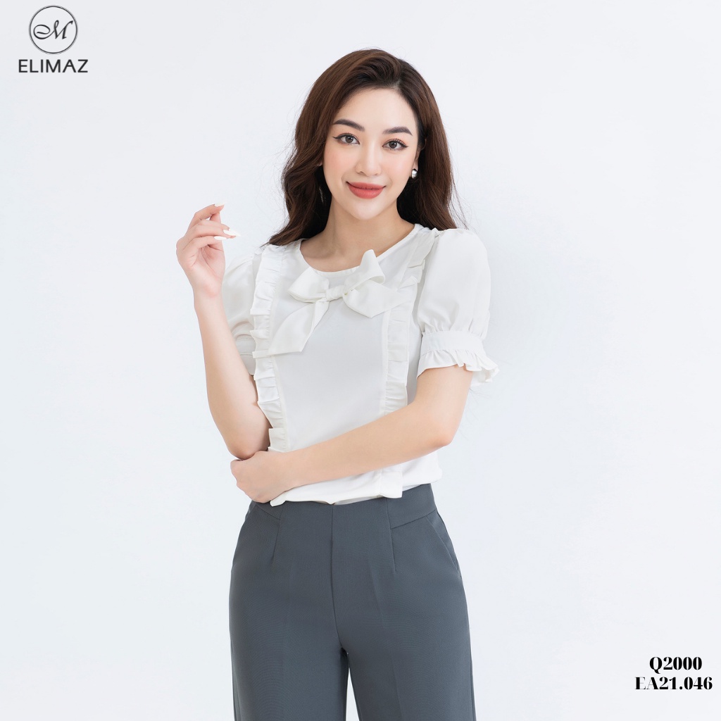 Áo sơ mi nữ cộc tay bèo nơ Elimaz EA21.046