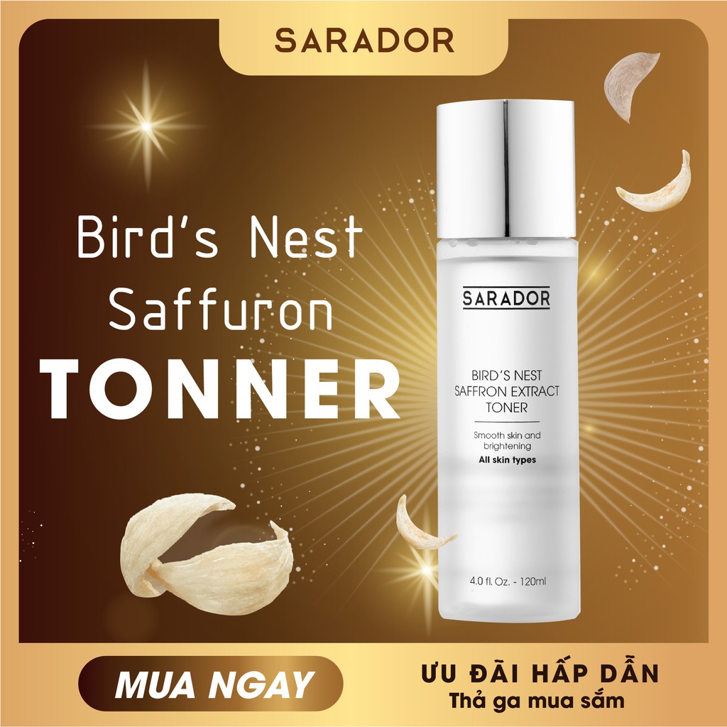 Tone(Nước Hoa Hồng) SARADOR cân bằng PH, se khít lỗ chân lông, dưỡng ẩm ( Bird’s nest safaron extrac Toner) 120 ml