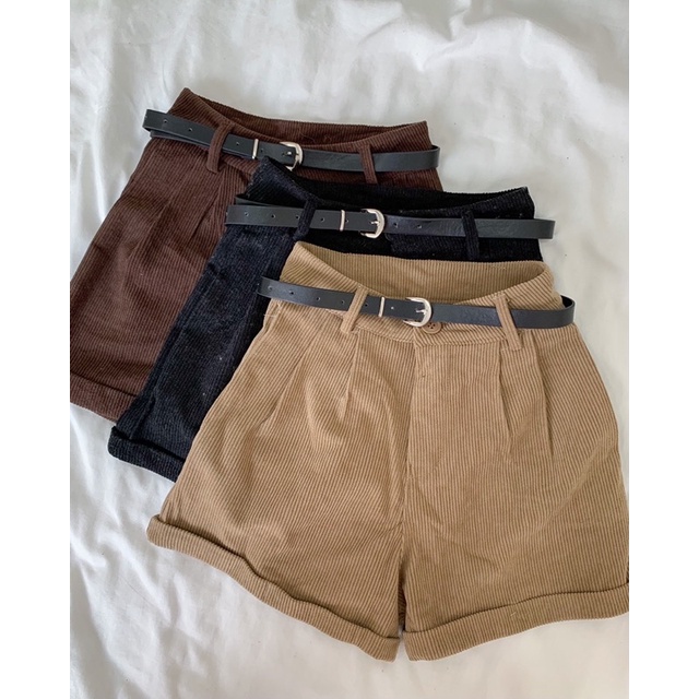 Quần sooc nhung tăm 133 tặng kèm belt