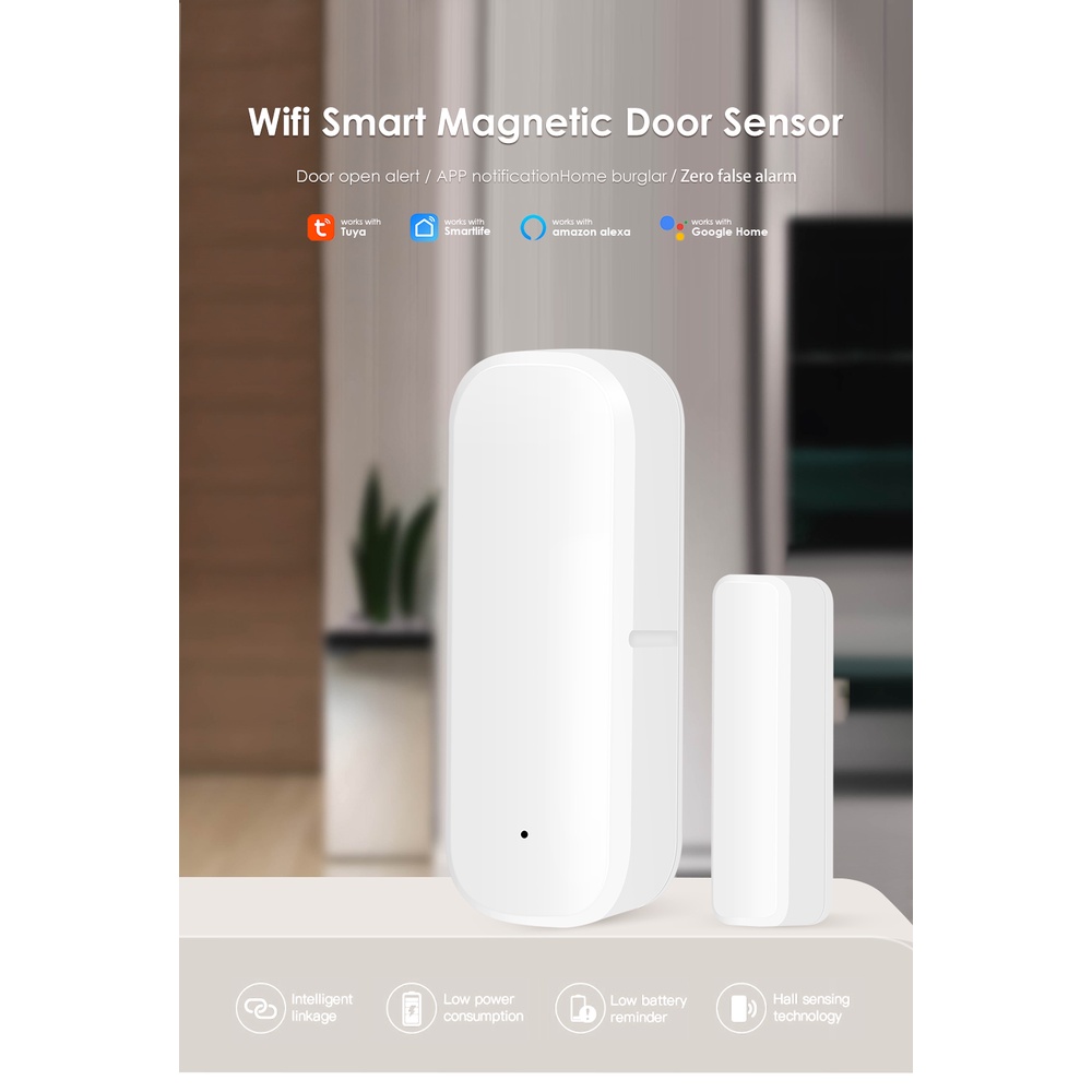 Tuya Wifi Thông Minh Không Dây Cảm Biến Từ Tính Cửa Báo Động Hệ Thống An Toàn Cửa Ra Vào Và Cửa Sổ Cảm Biến Từ Tính Dễ Dàng Để Cài Đặt Okase