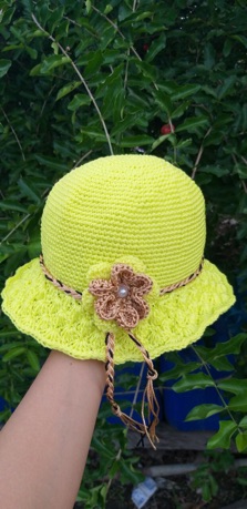 Nón len móc handmade