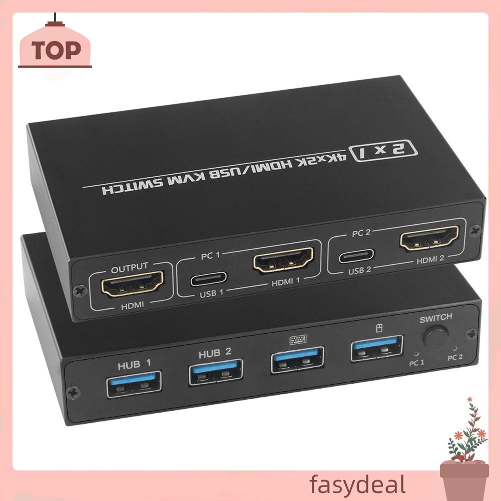 (Fas) Thiết Bị Chuyển Đổi Hdmi Kvm Ultra Hd 4k Cho Bàn Phím Và Chuột Máy Tính 2 Pc