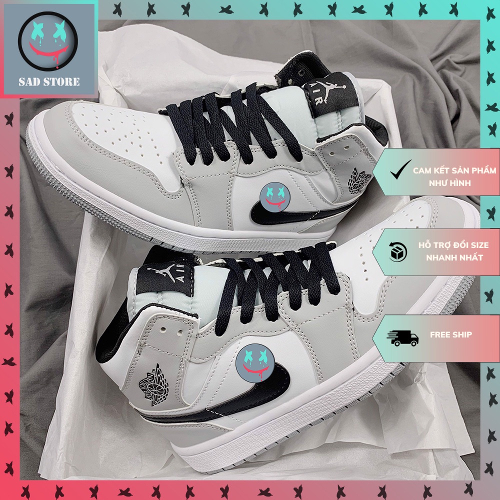 Giày Jordan Cổ Cao Xám, Giày JD Cổ Cao Xám Đen Hàng Cao Cấp Full Box + Bill | BigBuy360 - bigbuy360.vn