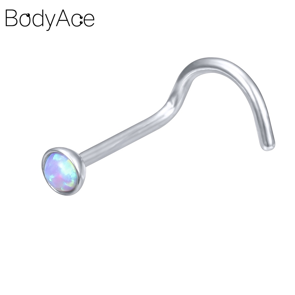 Khuyên mũi bằng thép không gỉ đính đá opal thời trang cá tính