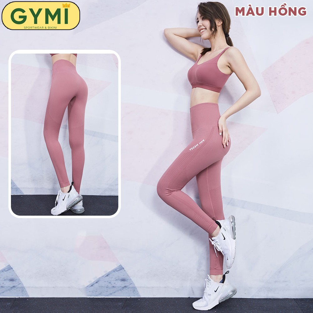 Quần tập gym yoga nữ GIMY QD01 dáng legging dài thể thao lưng cao nâng mông chất dệt kim co giãn Ami Meade