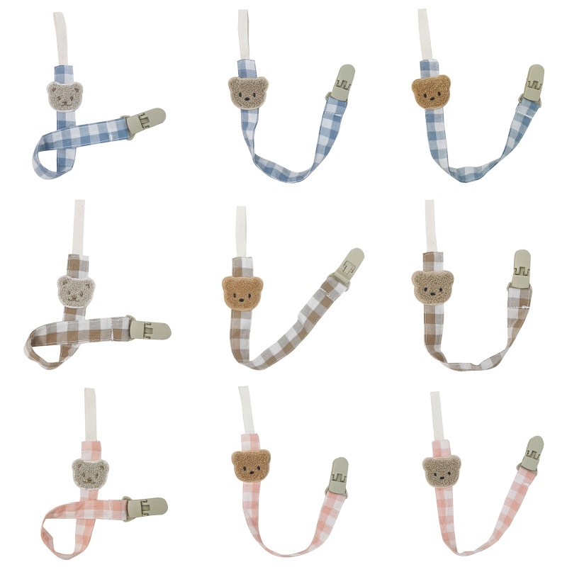 Kẹp Giữ Núm Ti Giả Bằng Nhựa Thêu Hình Gấu Hoạt Hình DIY