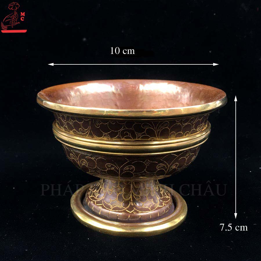 CHÉN CÚNG CÓ CHÂN ĐỒNG NEPAL 4&quot; - GIỮA VIỀN VÀNG