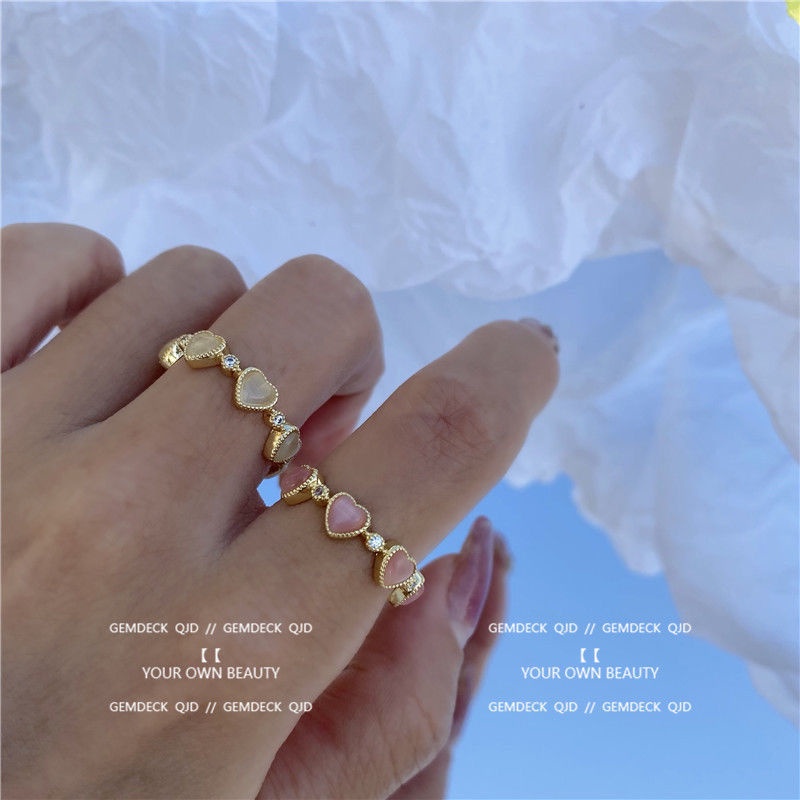 Nhẫn Opal Hình Trái Tim Có Thể Điều Chỉnh Được