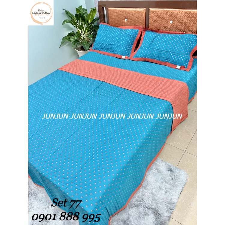 N31_SET Chăn Ga Gối vải Xô Organic sợi đậu nành dòng cao cấp