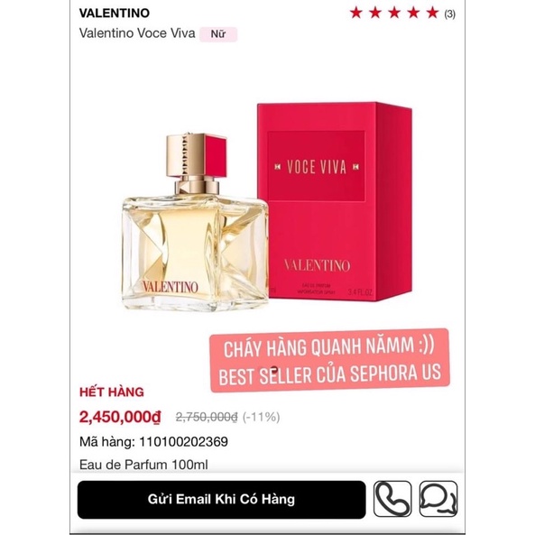 Nước hoa Valentino VOCE VIVA 7ml FULLBOX