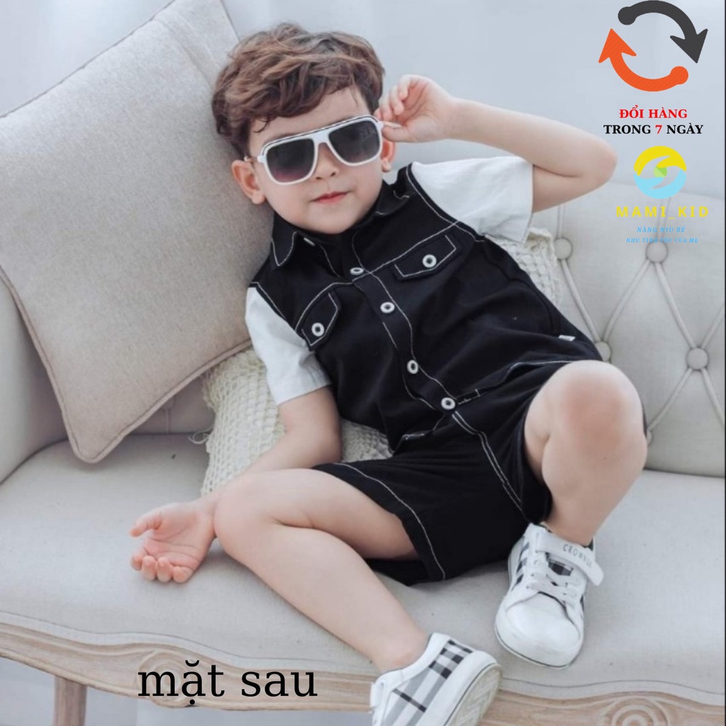 bộ cho bé trai mùa hè vải đũi Hàn siêu mát, 12-38kg ,Mamikid