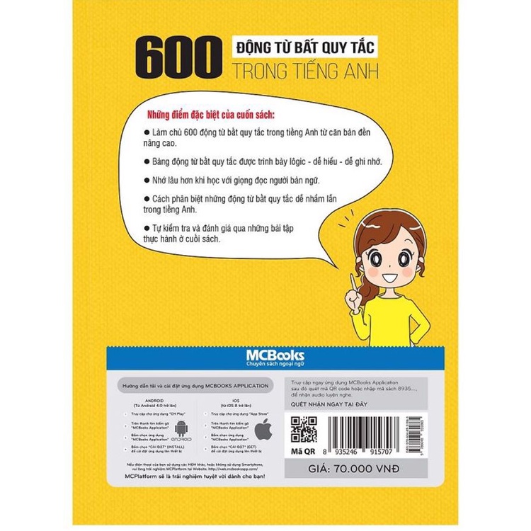 Sách - 600 Động Từ Bất Quy Tắc Trong Tiếng Anh Mcbooks