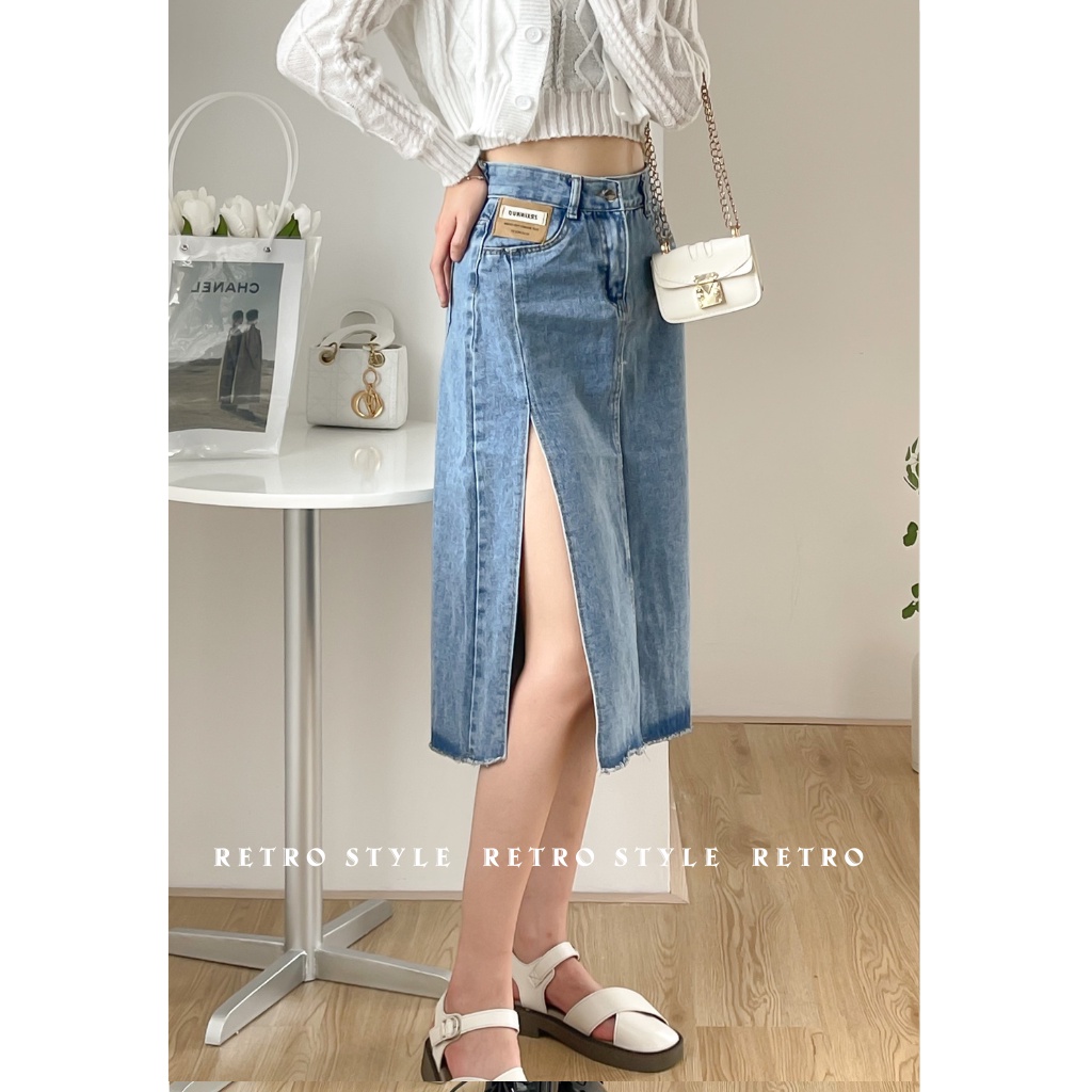 Chân Váy Bò Xẻ Mác Túi CvJeanXe/P0AK2