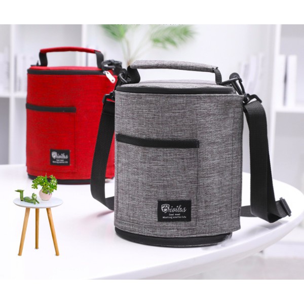 Túi đựng cơm cao cấp hình tròn có thể gấp gọn, vải ngoài chống thấm