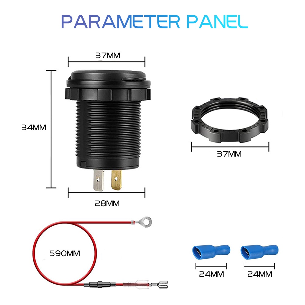 Tẩu Sạc Hai Cổng USB 12V 24V Chống Nước Với Màn Hình LED Kỹ Thuật Số Cho Xe Hơi Tàu Thuyền D5