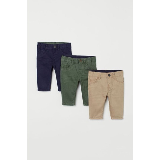 Quần dài kaki bé trai basic chất mềm co giãn thoải mái, 3 màu xanh than, rêu, be (1-6Y)