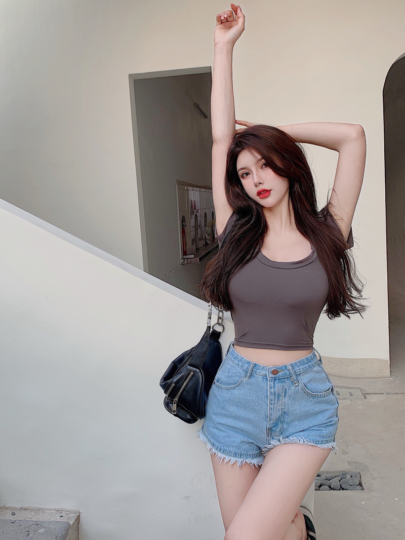 Quần Short Denim Lưng Cao Màu Kẹo Ngọt Phong Cách Hàn Quốc Dễ Phối Đồ Cho Nữ | BigBuy360 - bigbuy360.vn
