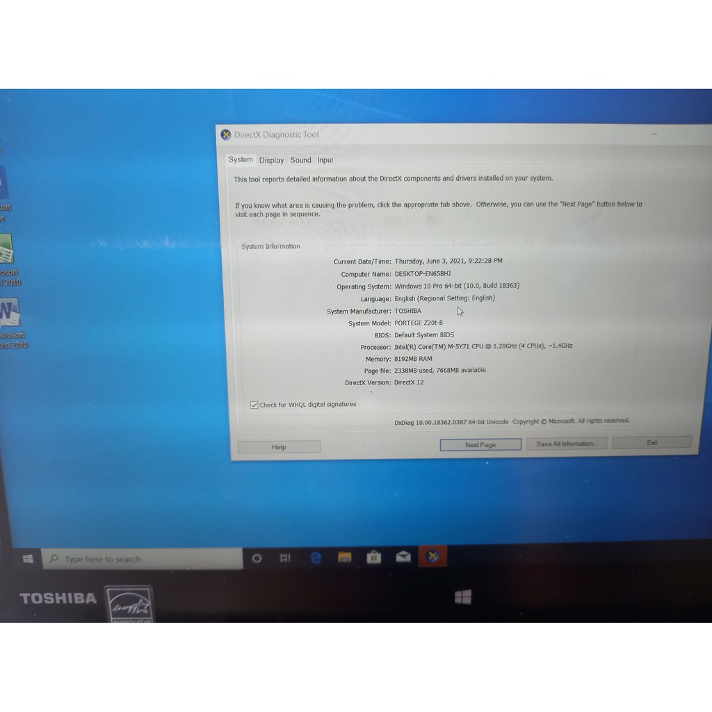 laptop toshiba porgete z20t b core m 5y71 ram 8g ssd 128g man full hd | BigBuy360 - bigbuy360.vn
