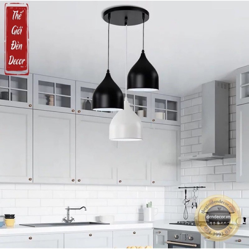 Bộ đèn trang trí bàn ăn T100 , đèn thả bộ 3 bàn ăn nhà bếp hiện đại tặng kèm bóng