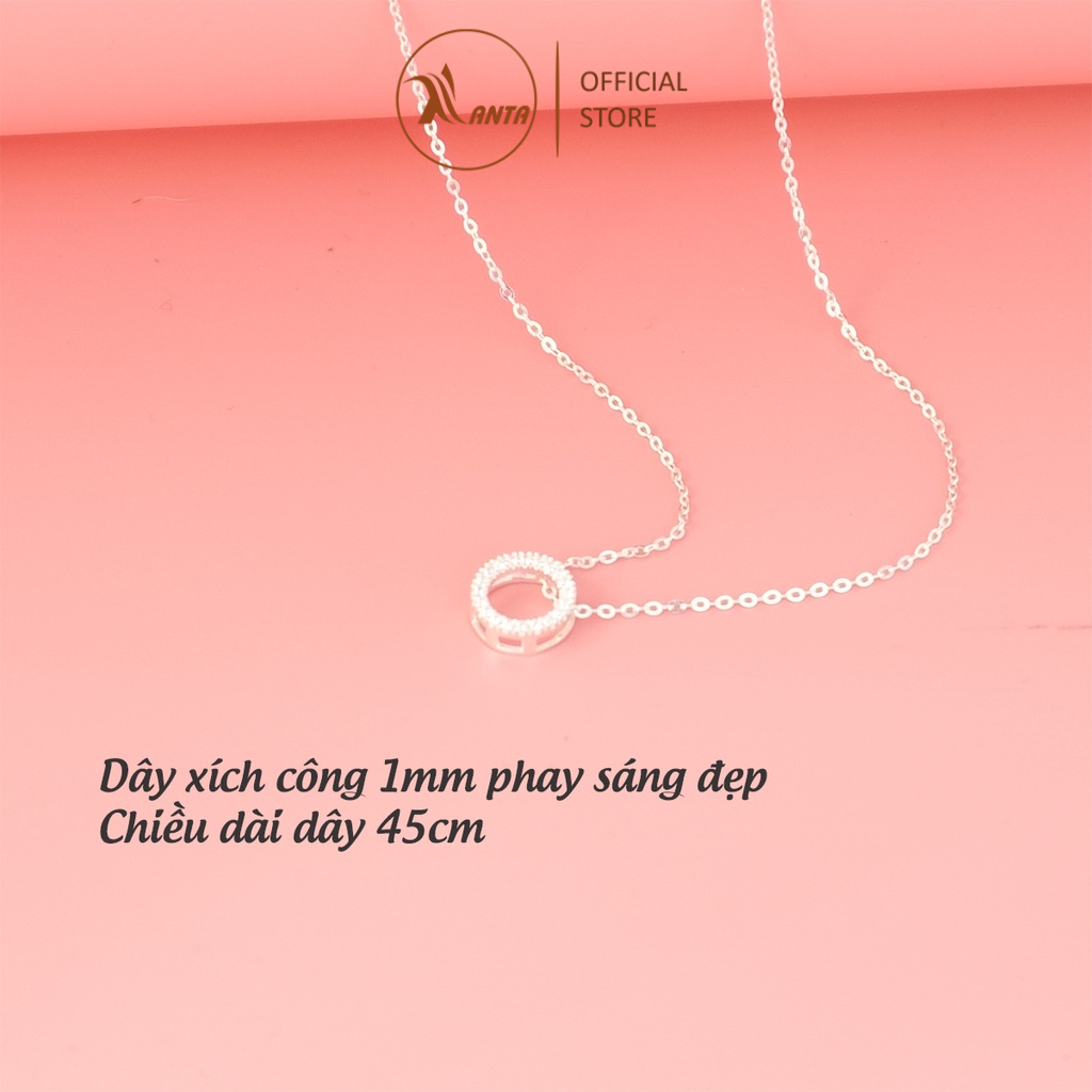Dây chuyền bạc tròn đính đá đơn giản tinh tế xu hướng giới trẻ ANTA Jewelry- ATJ2290M