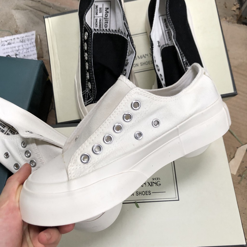 Giày Thể Thao Giày Sneaker Nữ Ulzzang Đế Bánh Mì Basic Vải Canvas