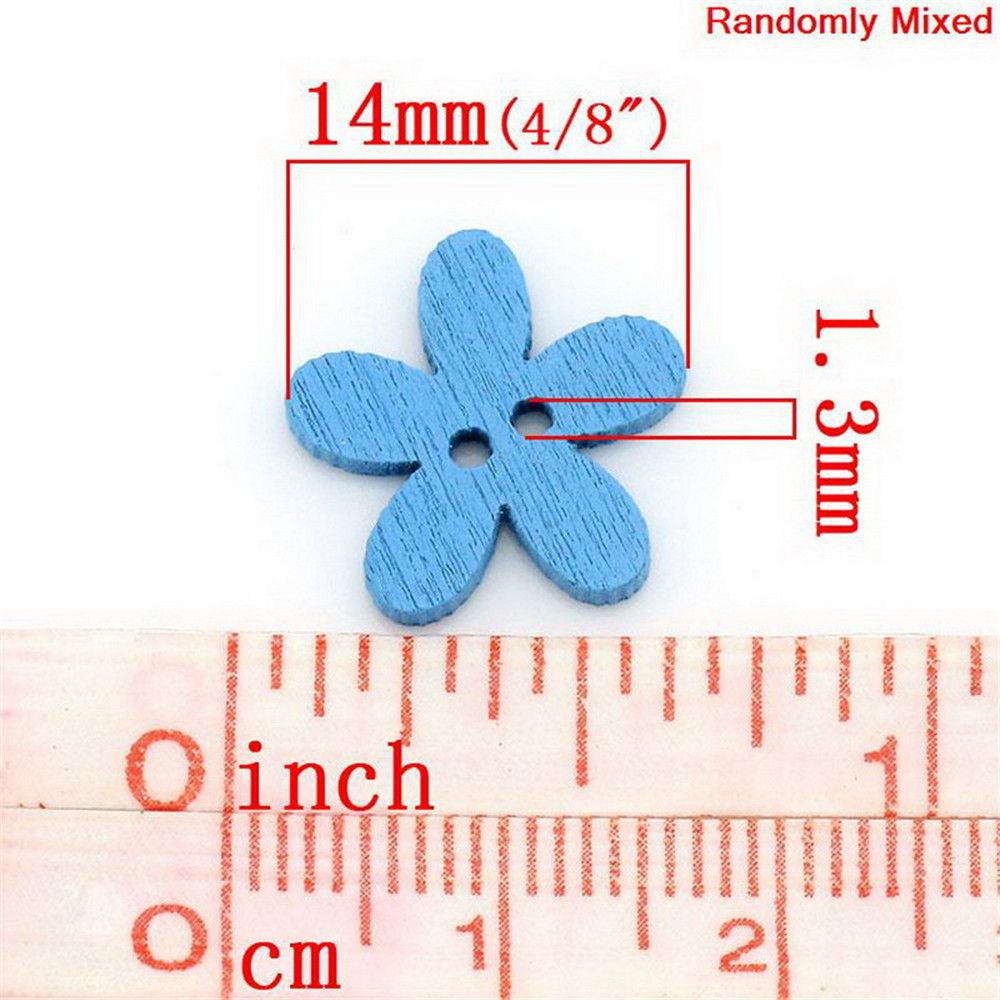 100 Nút gỗ hình bông hoa trang trí scrapbook, đính áo