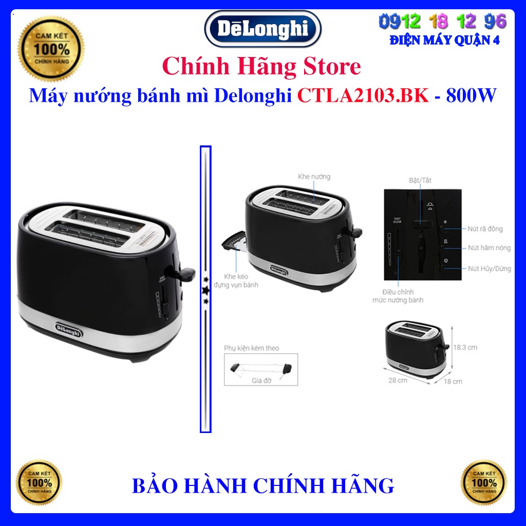 [Delonghi CTLA2103] Máy nướng bánh mì Delonghi CTLA2103.BK