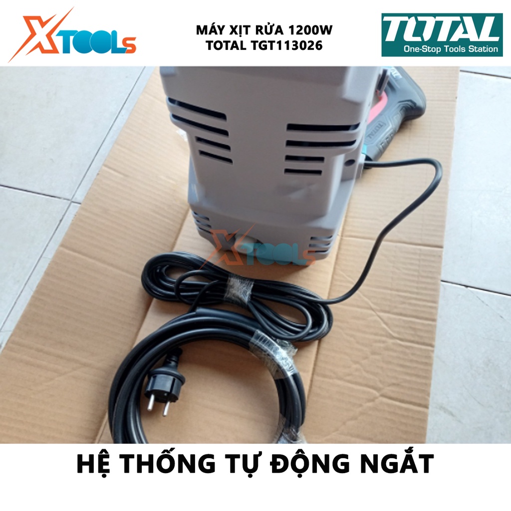 Máy xịt rửa TOTAL TGT113026 Máy rửa xe cao cấp công suất 1200w, điện áp đầu vào 220v, Áp lực tối đa 90Bar (1300 PSI)