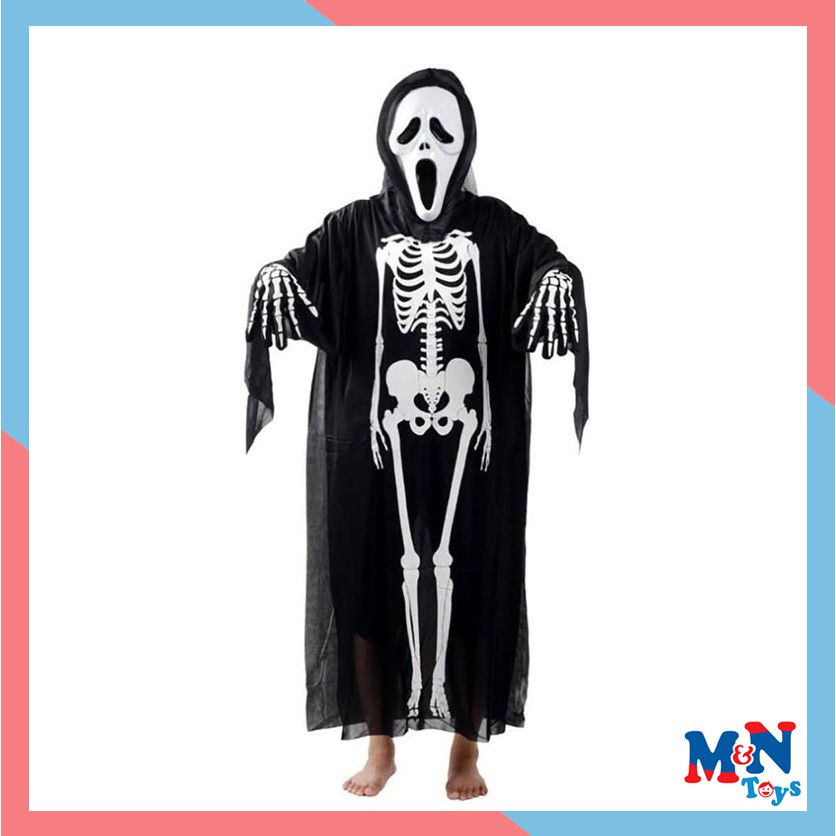Áo bộ xương hóa trang Halloween dài 120cm cho bé từ 8 tuổi trở lên và người lớn