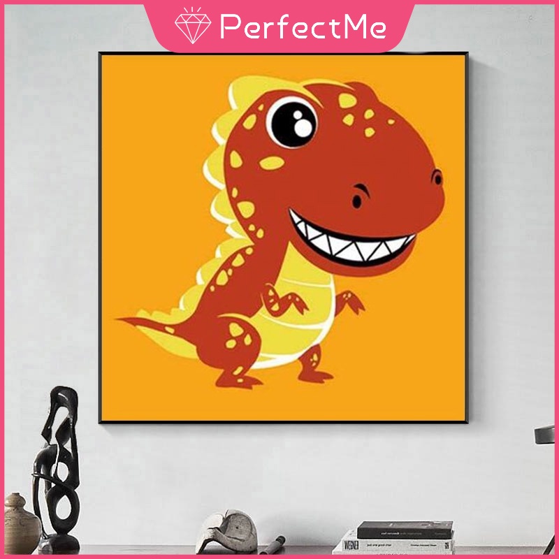 Bộ tranh đính đá 5D họa tiết khủng long hoạt hình độc đáo DIY 30X30