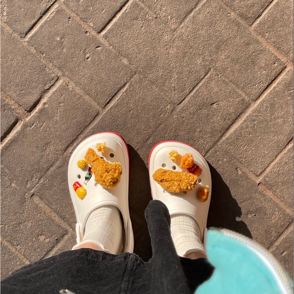 Bộ Phụ Kiện Ghim Trang Trí Giày Dép Hình Cánh Gà Rán Khoai Tây Hoạt Hình Cho Trẻ Em