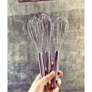 Phới đánh trứng cầm tay cán gỗ/sắt to 14/23 cm